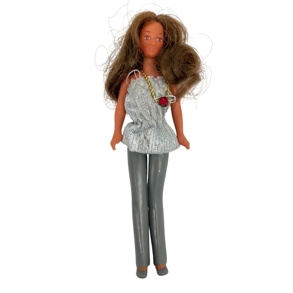 Vintage 1981 CPG Fashion Doll Silver Metallic Top Grey 4.5 Inch Glamour‎ Girls